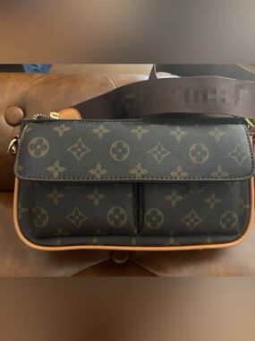 Monogram Canvas Messenger Bag in Brown